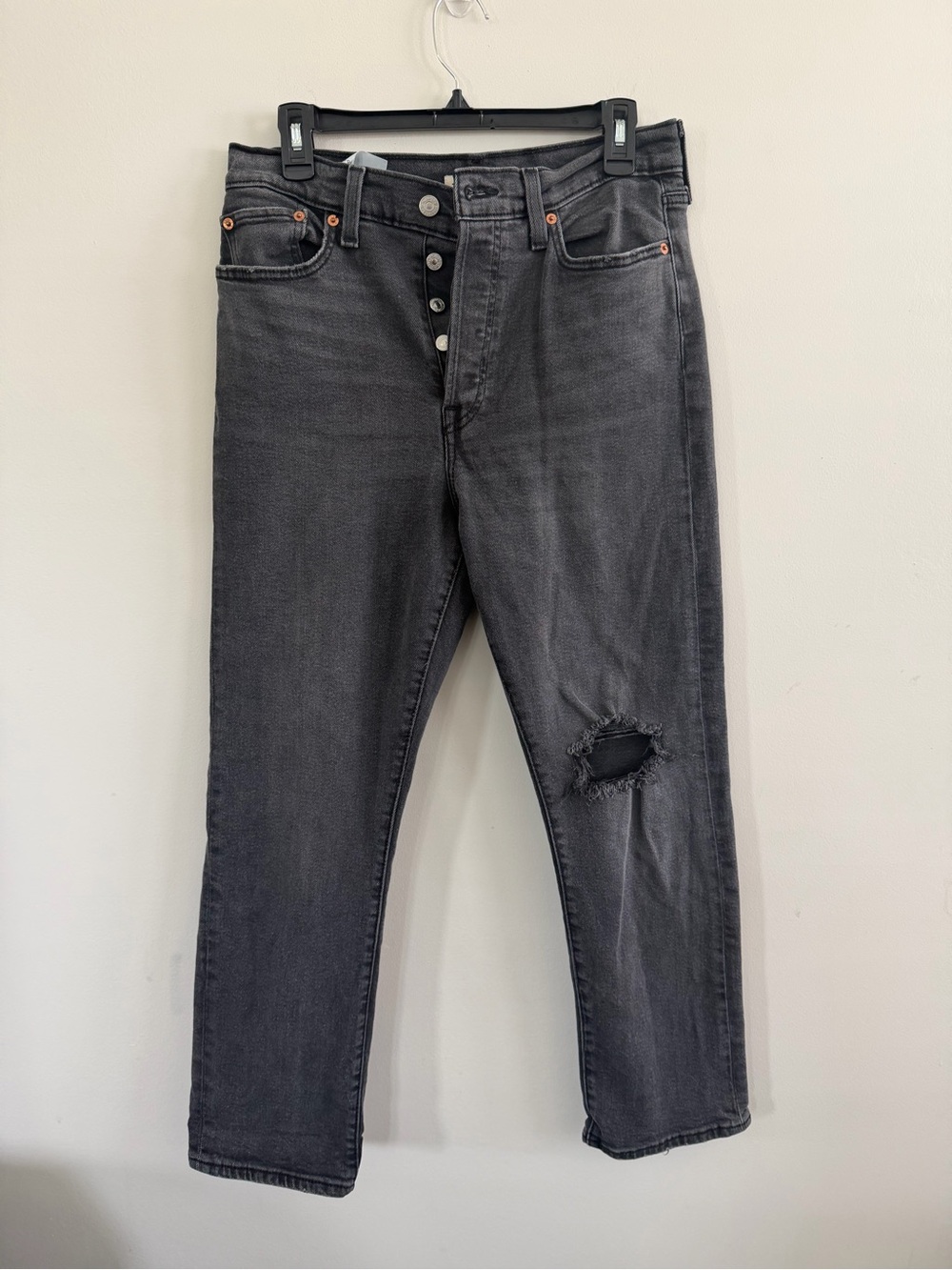 Levi's Black Denim Jeans with Red Leather Patch